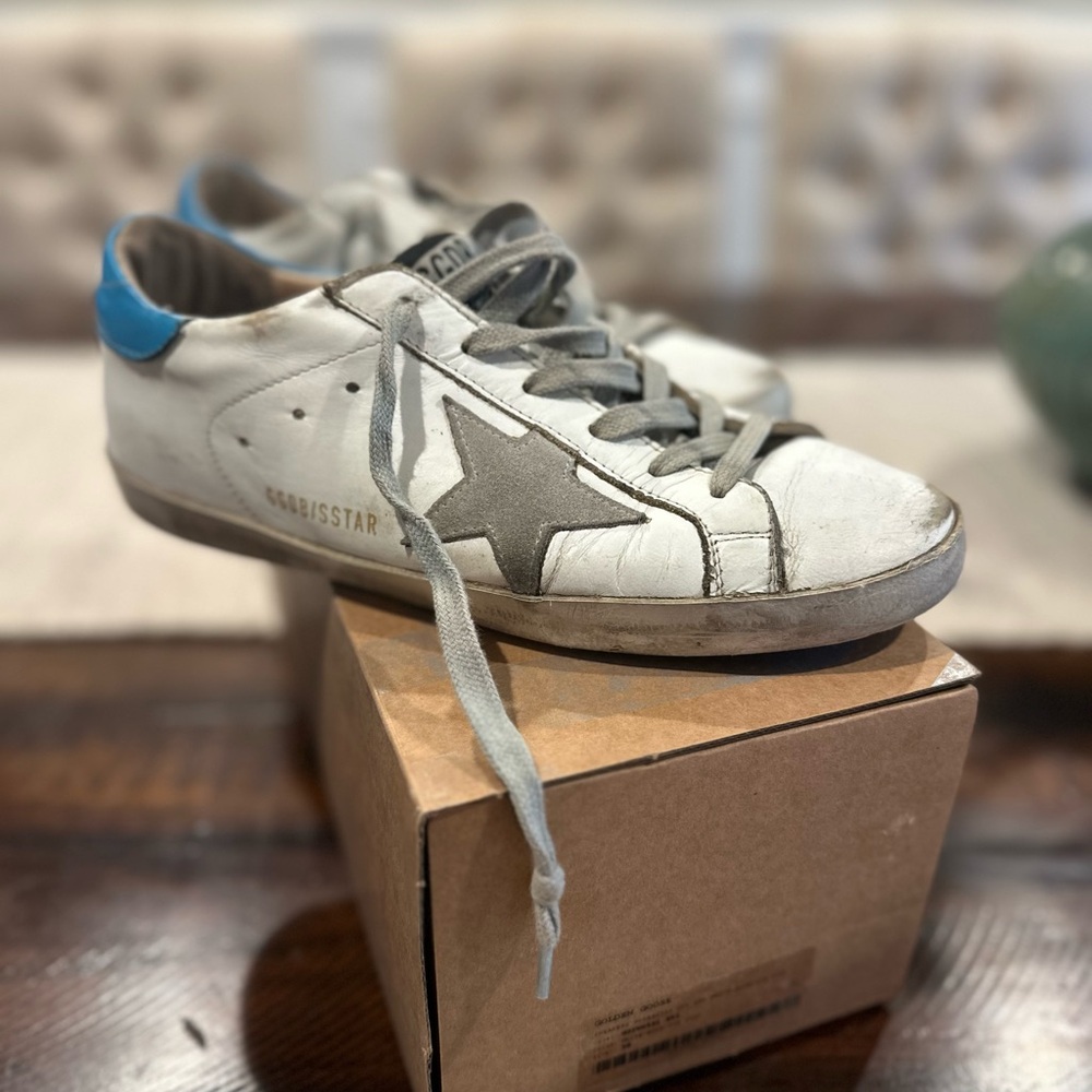 Golden Goose White and Gray Sneakers